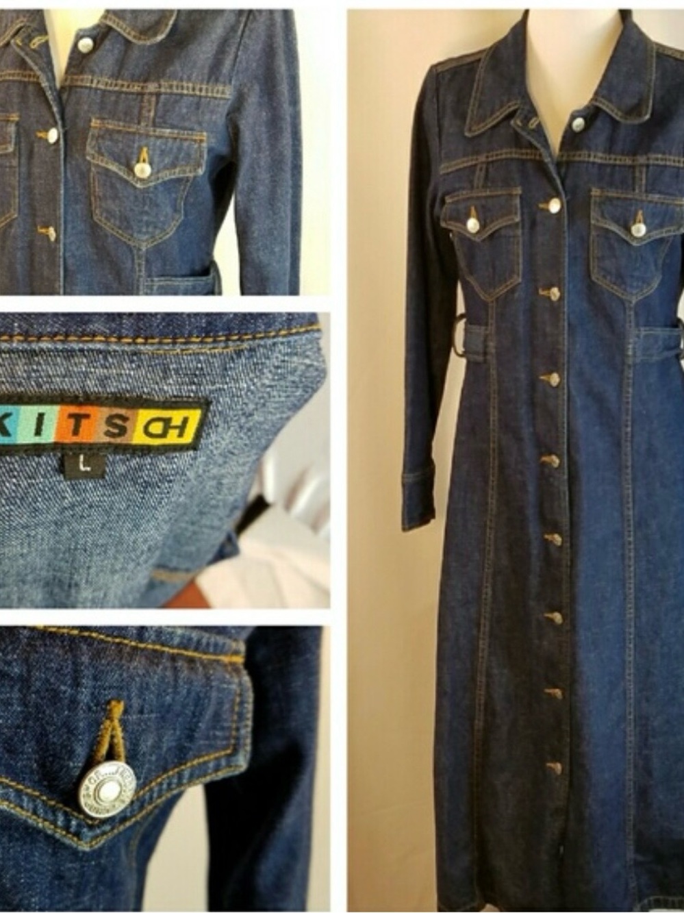 Kitsch Groovy Denim Trench Coat Duster